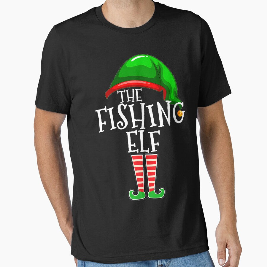 Fishing Elf Family Matching Group Christmas Gift Dad Pops Premium by MartinLoop
