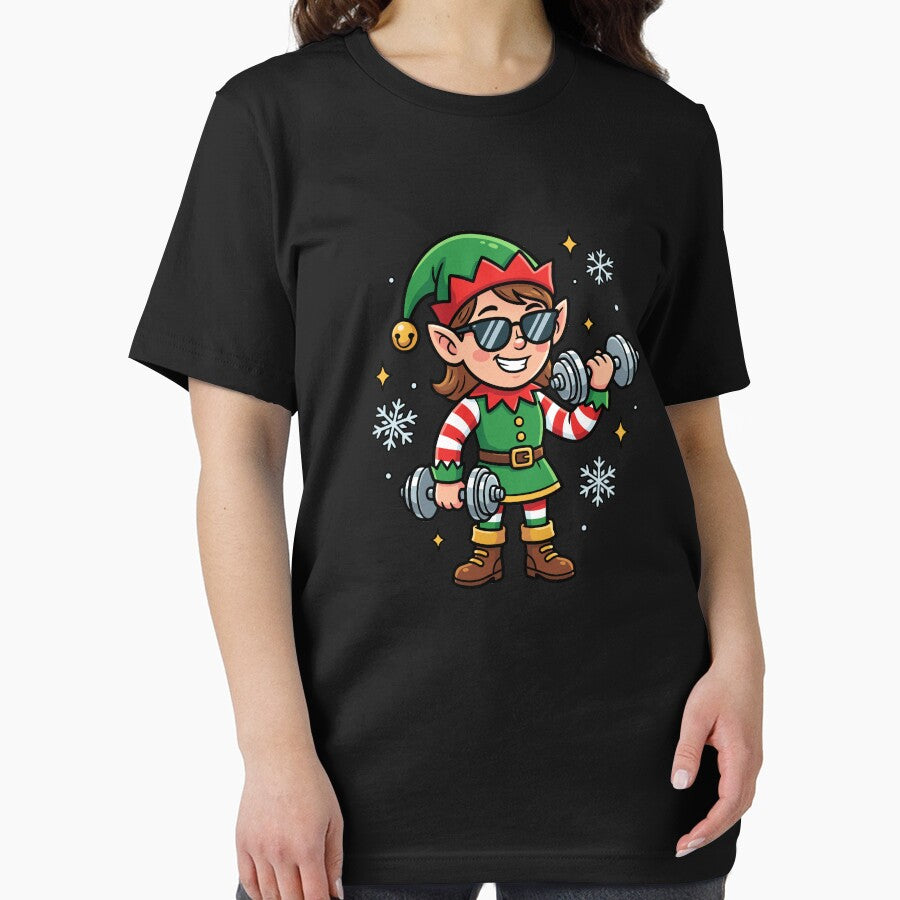Christmas Elf Weightlifter Gym Women's Funny Workout Gear by DynamicDesign