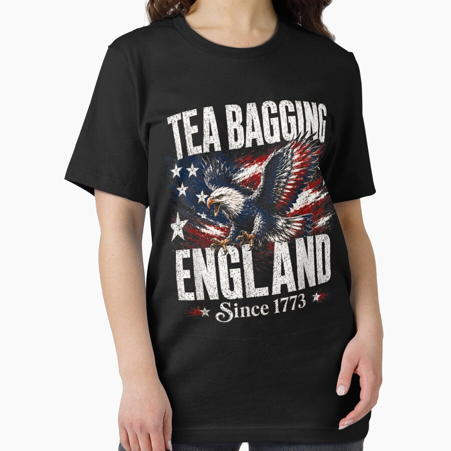 Tea Bagging England Since 1773 Retro Eagle 4th of July Tees by MatherFisher