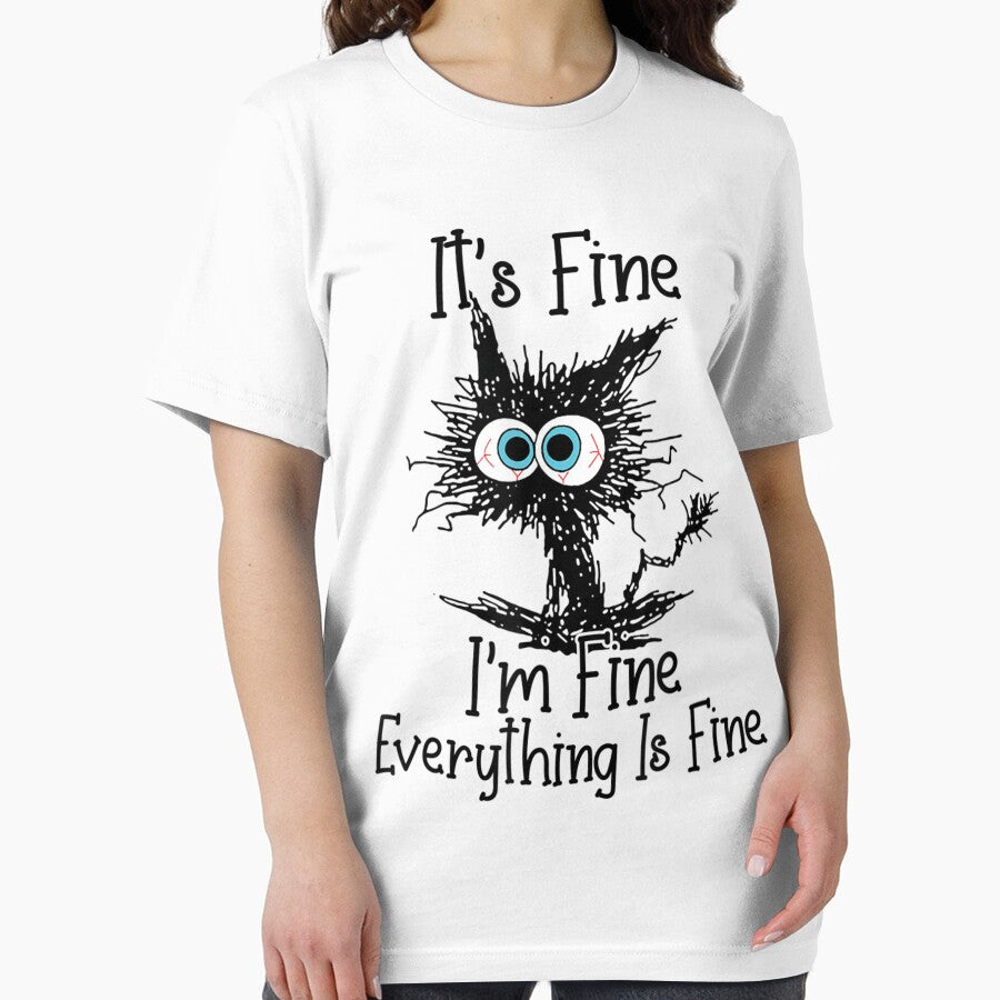 Its Fine Im Fine Everything Is Fine Funny Black Cat by zacben