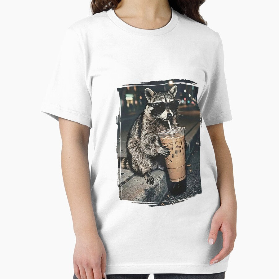 Raccoon Drinking Iced Coffee Funny Animal Meme Men Women by FrankIsabel