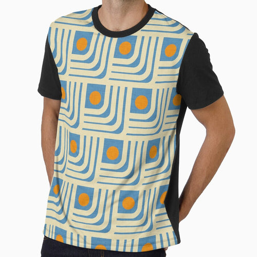 70s Curve Lines Orange Blue by susycosta