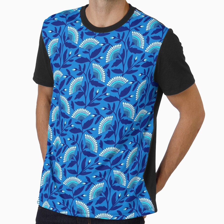 Blue bohemian blooms floral pattern by Jennifer Ladd