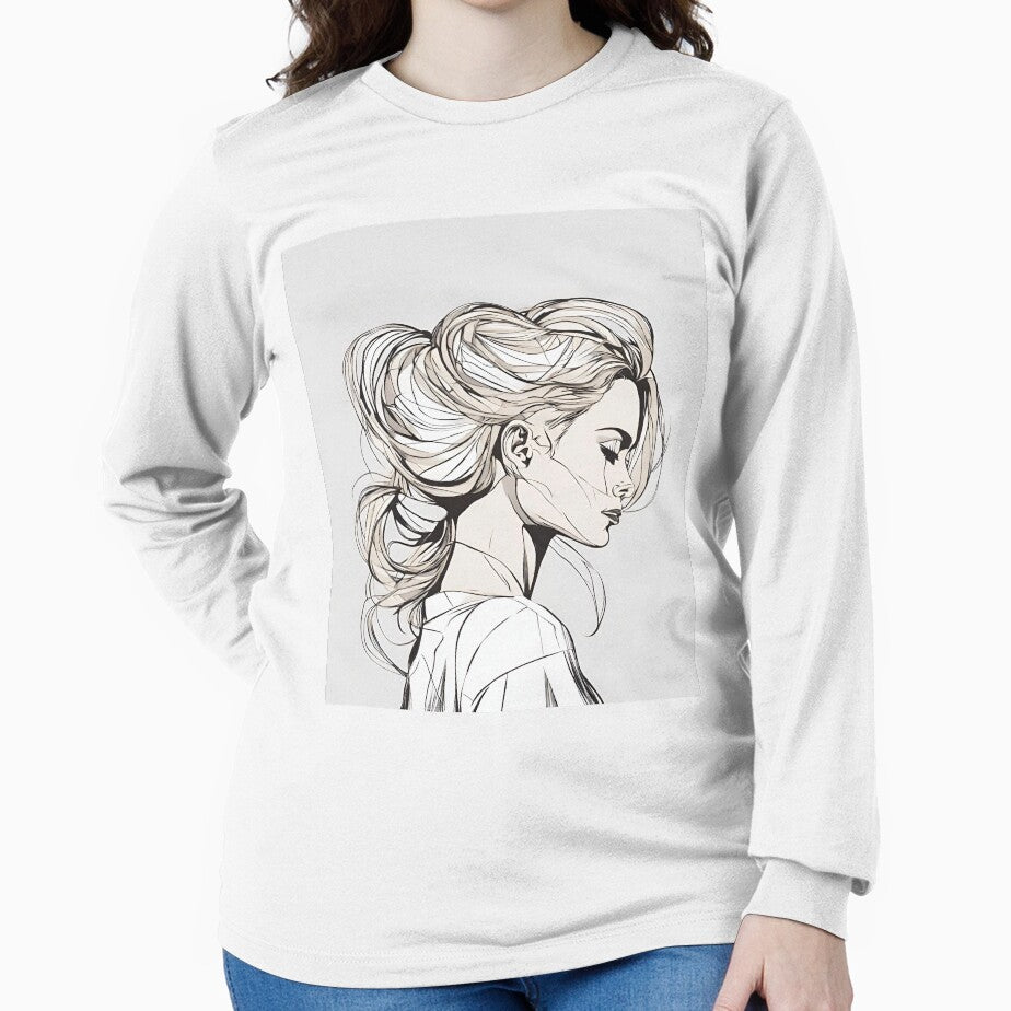 Monochrome Mastery: Abstract Portrait Line Art in Black & White - Rieka by BPMagic