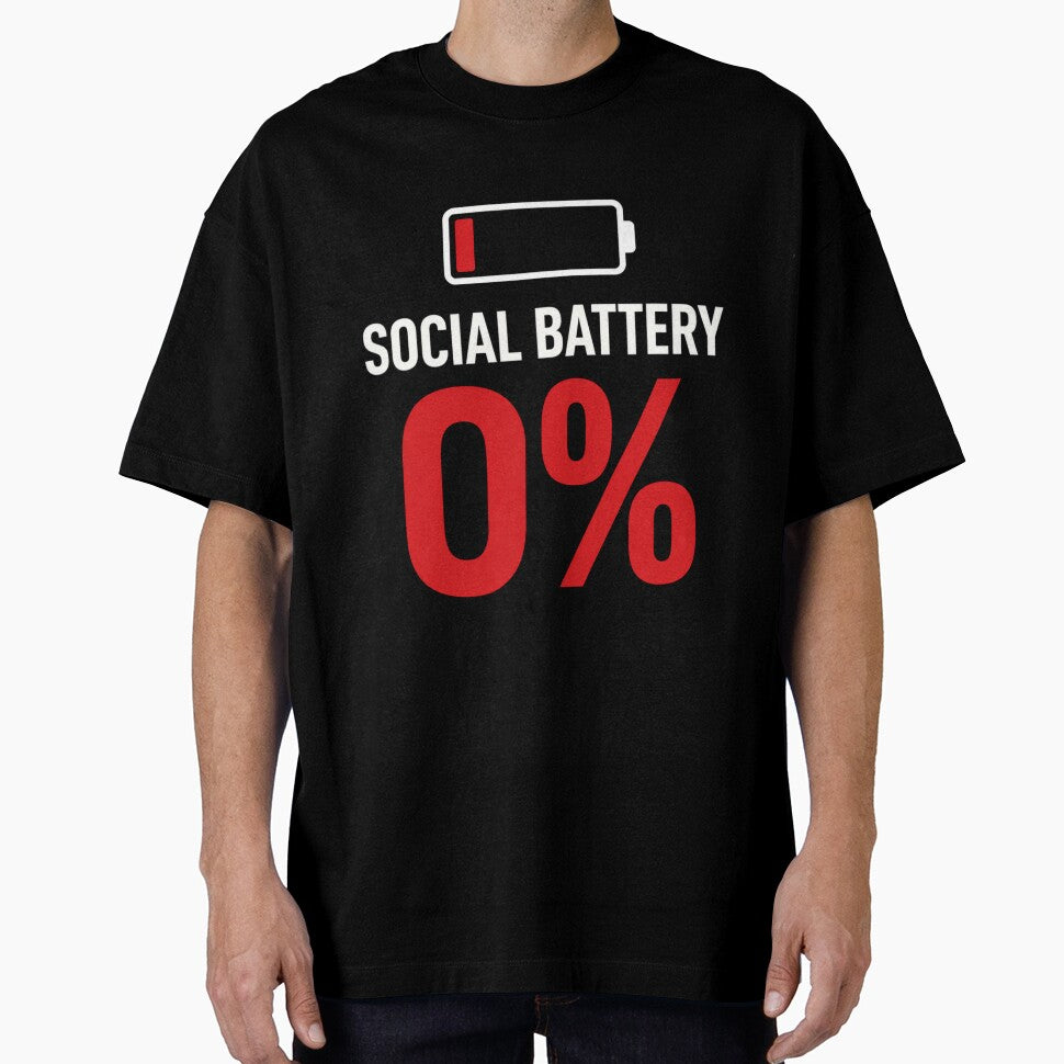 Social Battery 0% – Introvert Humor Minimalist Funny Low Energy Shirt by BOOGY LEGACY™