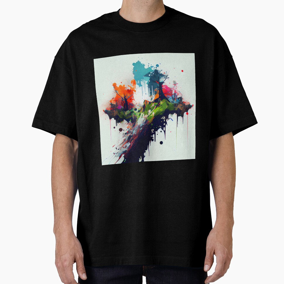 Cool Splatter Paint Forest Landscape Digital Painting by CodeAndColors