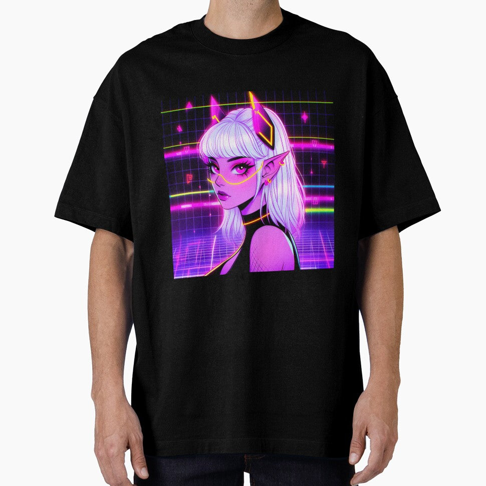Cute Digital Neon Anime Girl by bubblegoth