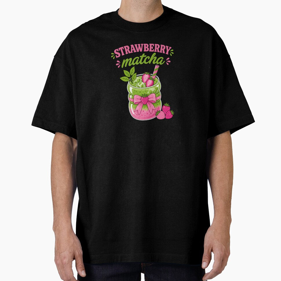 Strawberry Matcha Shirt Cute Aesthetic Drink Tee Kawaii Cafe Style by Aimetoi