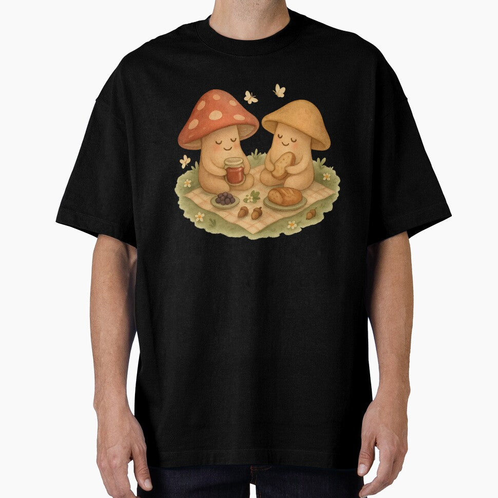 Mushroom Picnic Friends – Cottagecore Nature Art by CreativeGarage