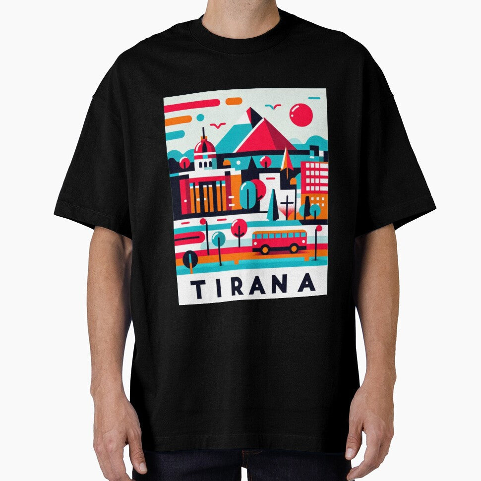 Tirana Modern Postcard by Printsincolor Unisex , , , Long Sleeve Tee