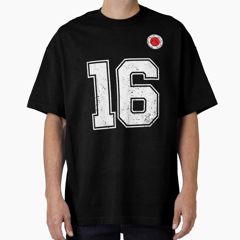 Japan Soccer Number 16 Vintage Sports Fan by LiviuGligoros Unisex , , , Long Sleeve Tee