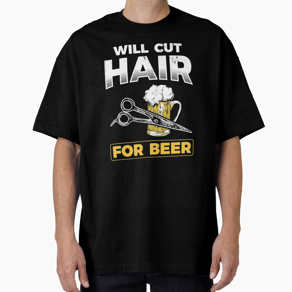 Will Cut Hair For Beer Barber Hair Hairdresser Pullover Hoodie by AdonisShop