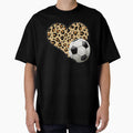 Cool Soccer Love Leopard Heart Design For Soccer Lovers ,Funny Football Sport Valentine's Day Outfit Boys And Girls by pedrored369