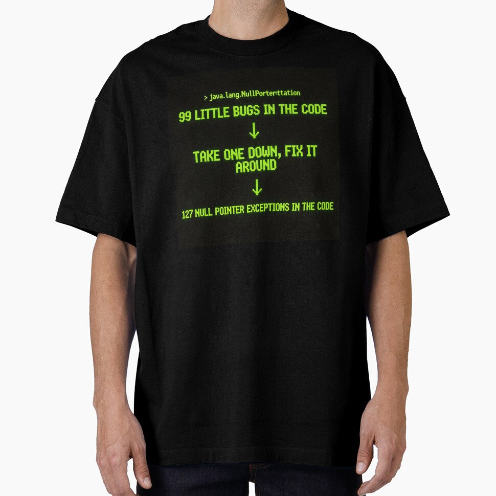 99 Bugs in the Code Funny Programmer T-Shirt | Null Pointer Exception Dev Humor | Retro Terminal Coding Gift for Developers by Noctavia07
