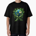 Earth First, Always – Eco-Friendly Planet and Leaf Illustration version 2 by modishwelt