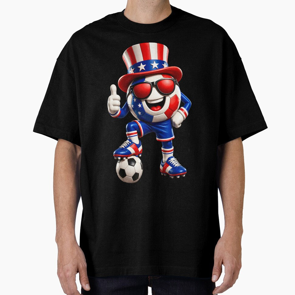 USA Soccer Mascot Funny Patriotic Sports Cartoon Graphic by ArtSpark Studio Unisex , , , Long Sleeve Tee