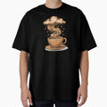 Coffee Maker - Artistic Coffee Cup with Dreamy Clouds and Coffee Beans by DesignDoodleArt