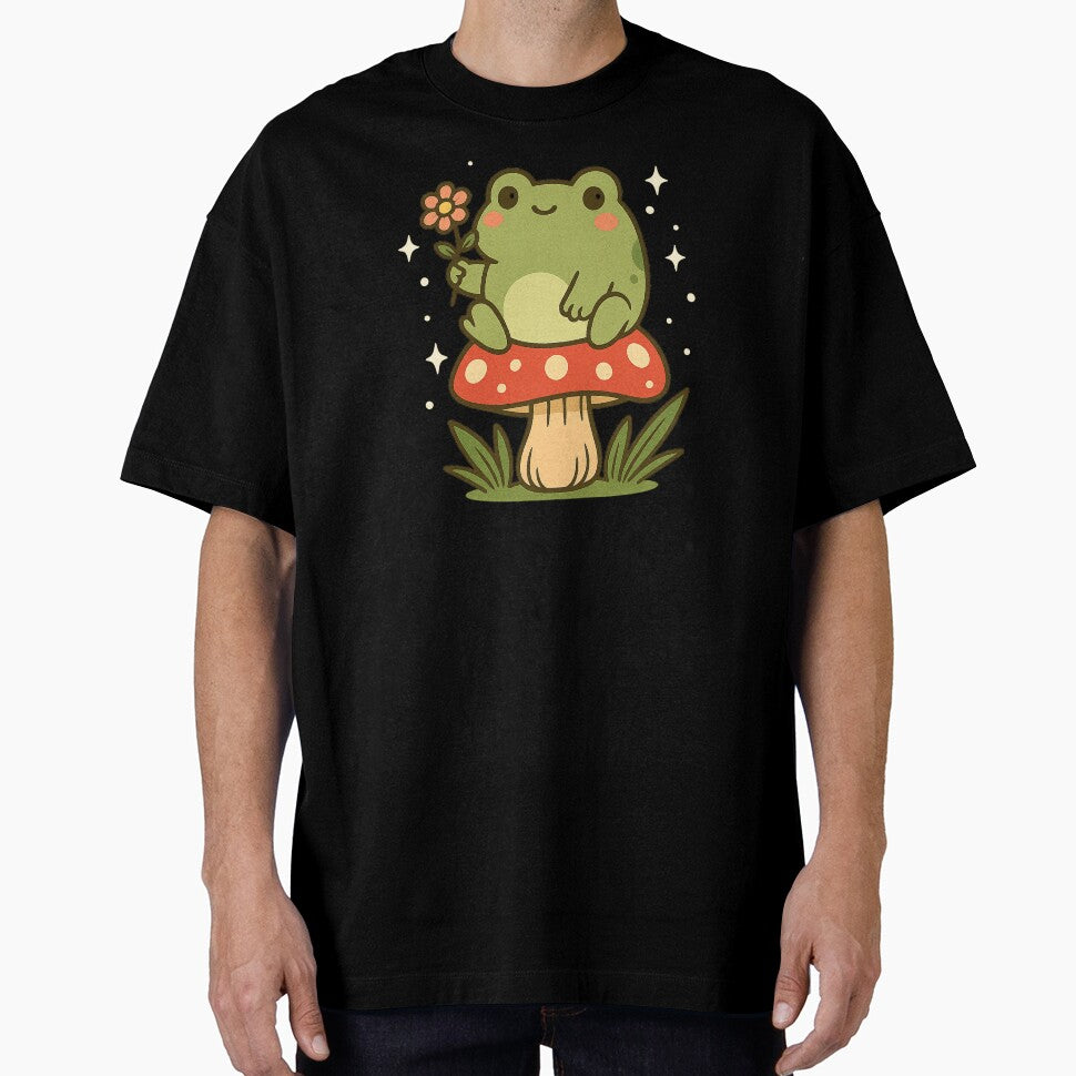 “Kawaii Frog on Mushroom – Cottagecore Cutie” by DailyVibesCo