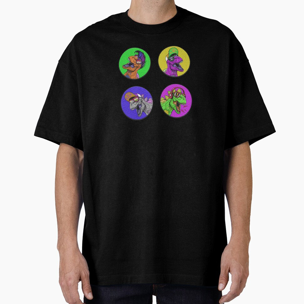 crazy cool pop art t rex dinosaurs - embroidery patches by hayrpictures