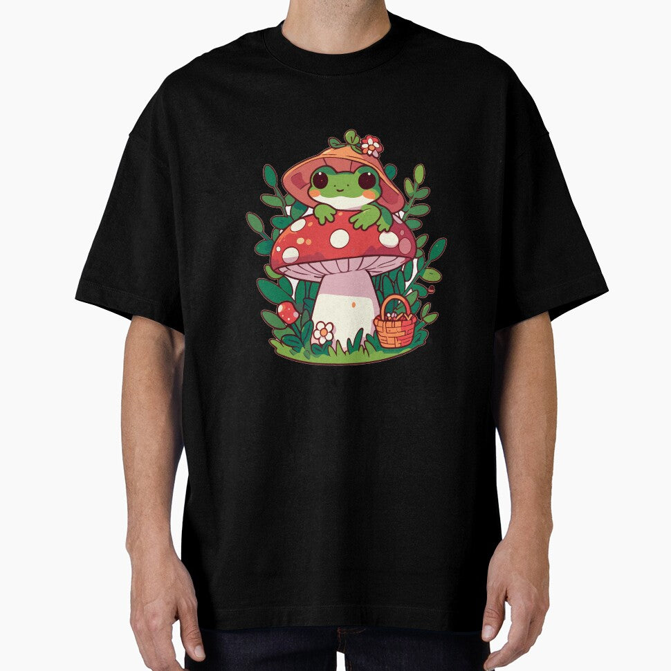Frog on mushroom cute by GlobalDesigns-