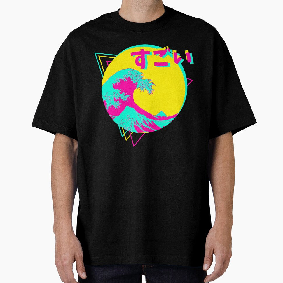 Hokusai Colorfull Japanese great wave Sugoi by WooTeeWoot