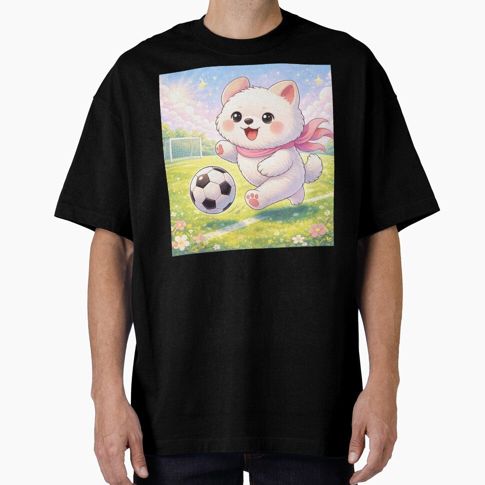 Cute Soccer Puppy Playing Football | Kawaii Dog Sports Cartoon Illustration by Furfolkz Unisex , , , Long Sleeve Tee