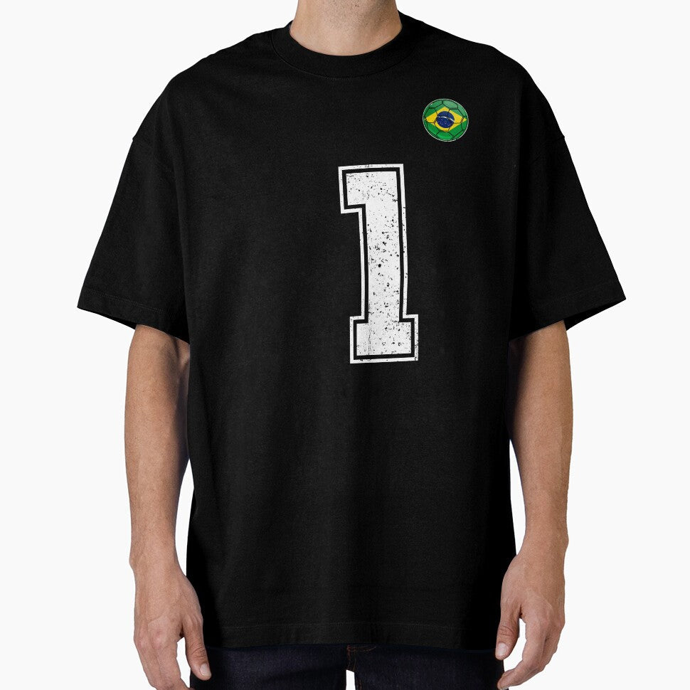 Number 1 Brazil Futbol Football Brazilian soccer Flag Jersey by RoyesButler Unisex , , , Long Sleeve Tee