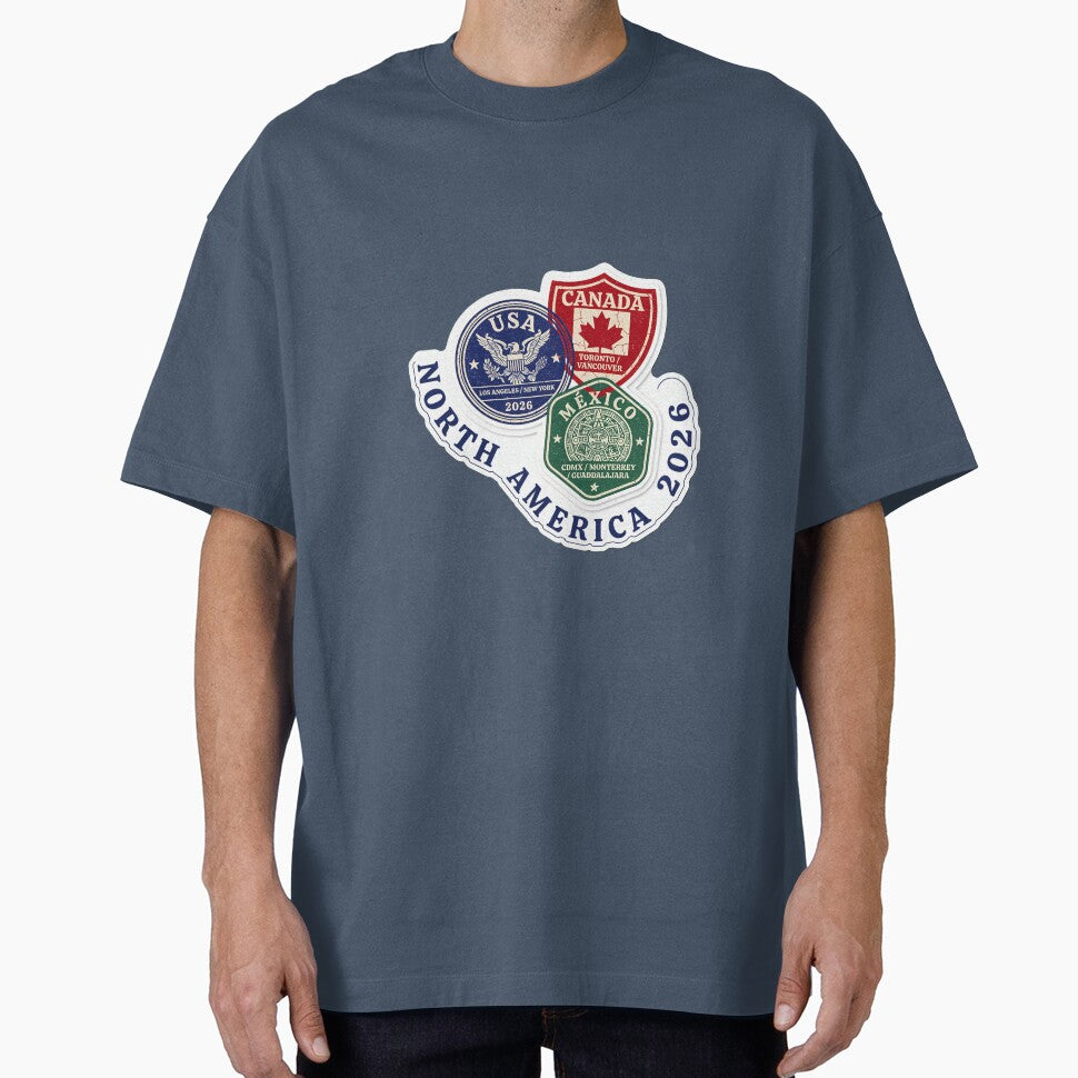 North America 2026 Passport Stamp Trio Vintage Travel Sticker by limos Unisex , , , Long Sleeve Tee