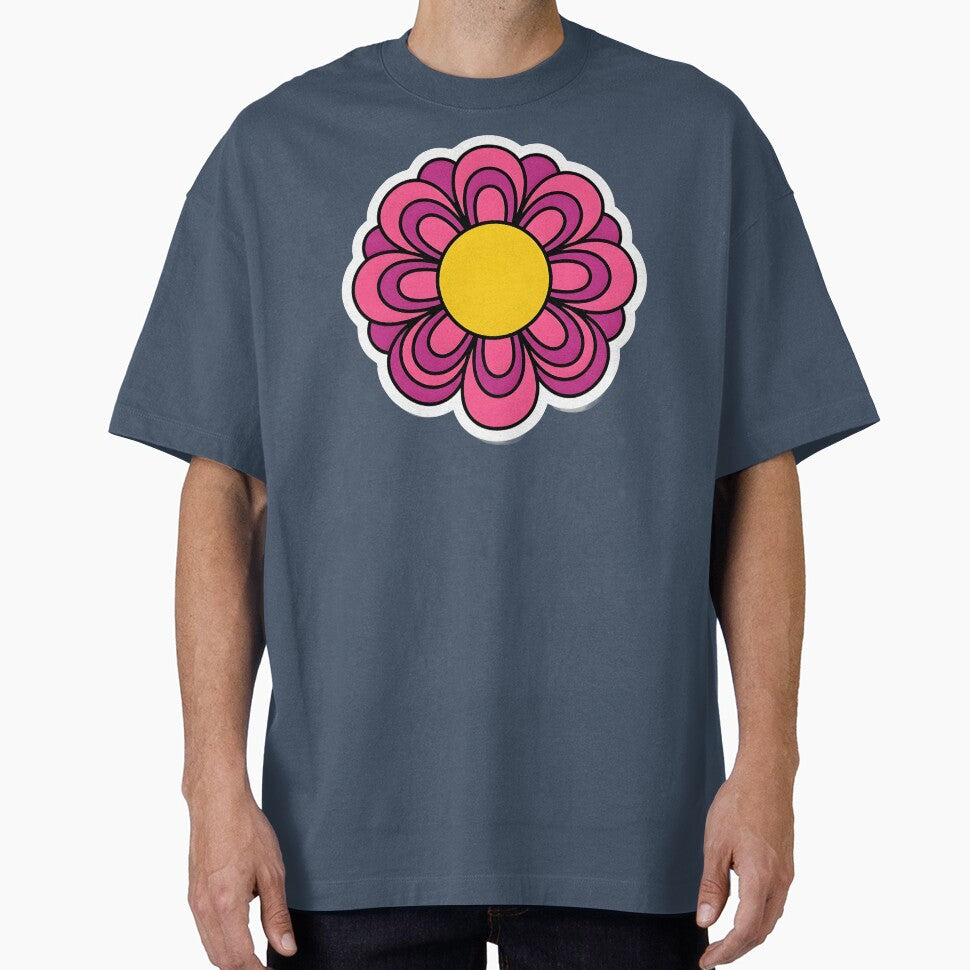 retro groovy hot pink daisy 70s spring by Byte-shirt