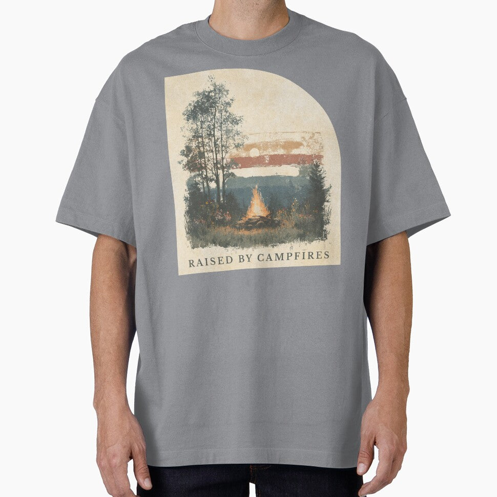 Raised by Campfires | Vintage Campfire Sunset Design by Bound for Wonder