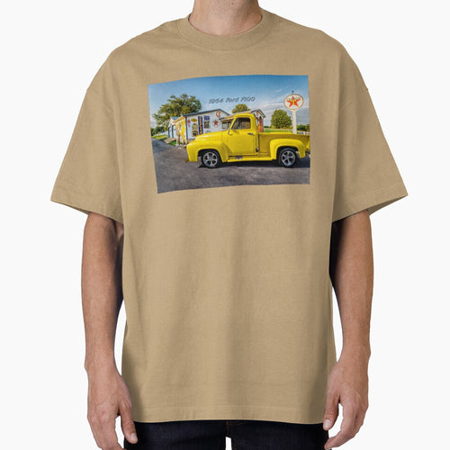 1954 Yellow Ford F100 Truck Side Text by mljdwhite