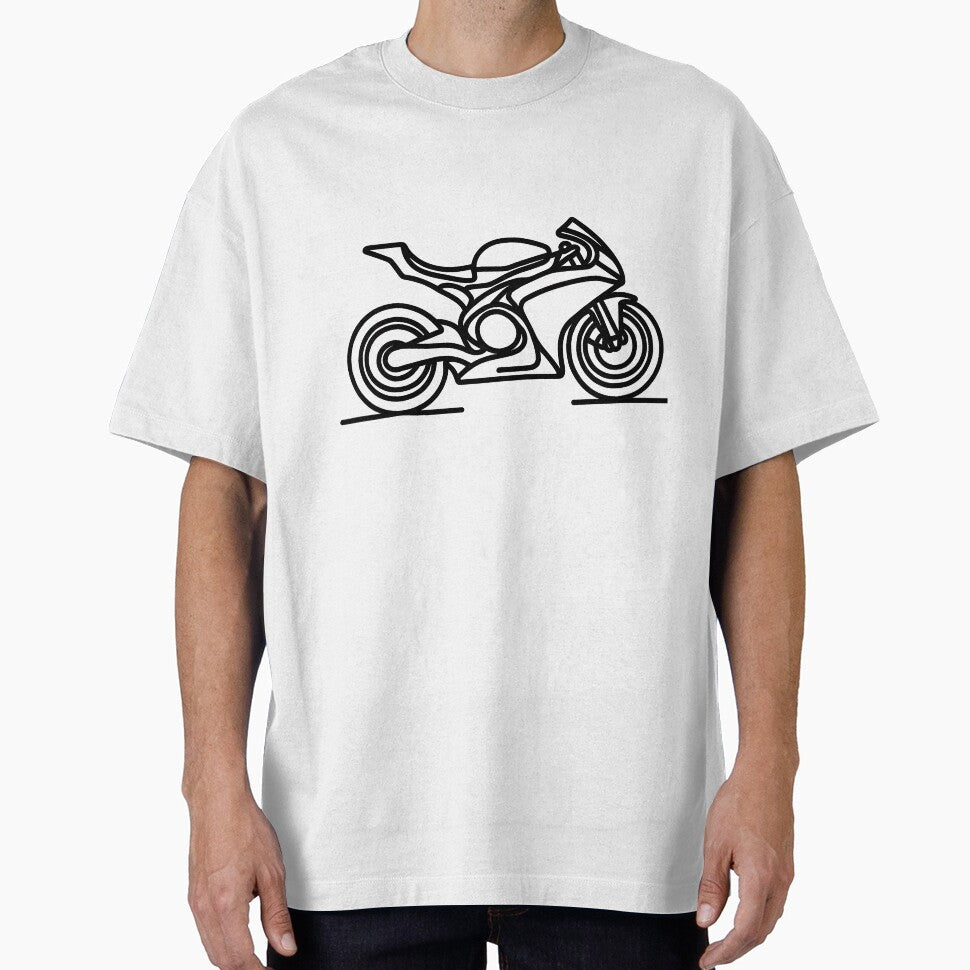 Minimalist white line art sports motorbike by OutdoorMemories