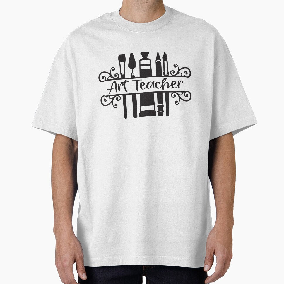 Art Teacher with Art Supplies and Fancy Script Font by Sam Morrison