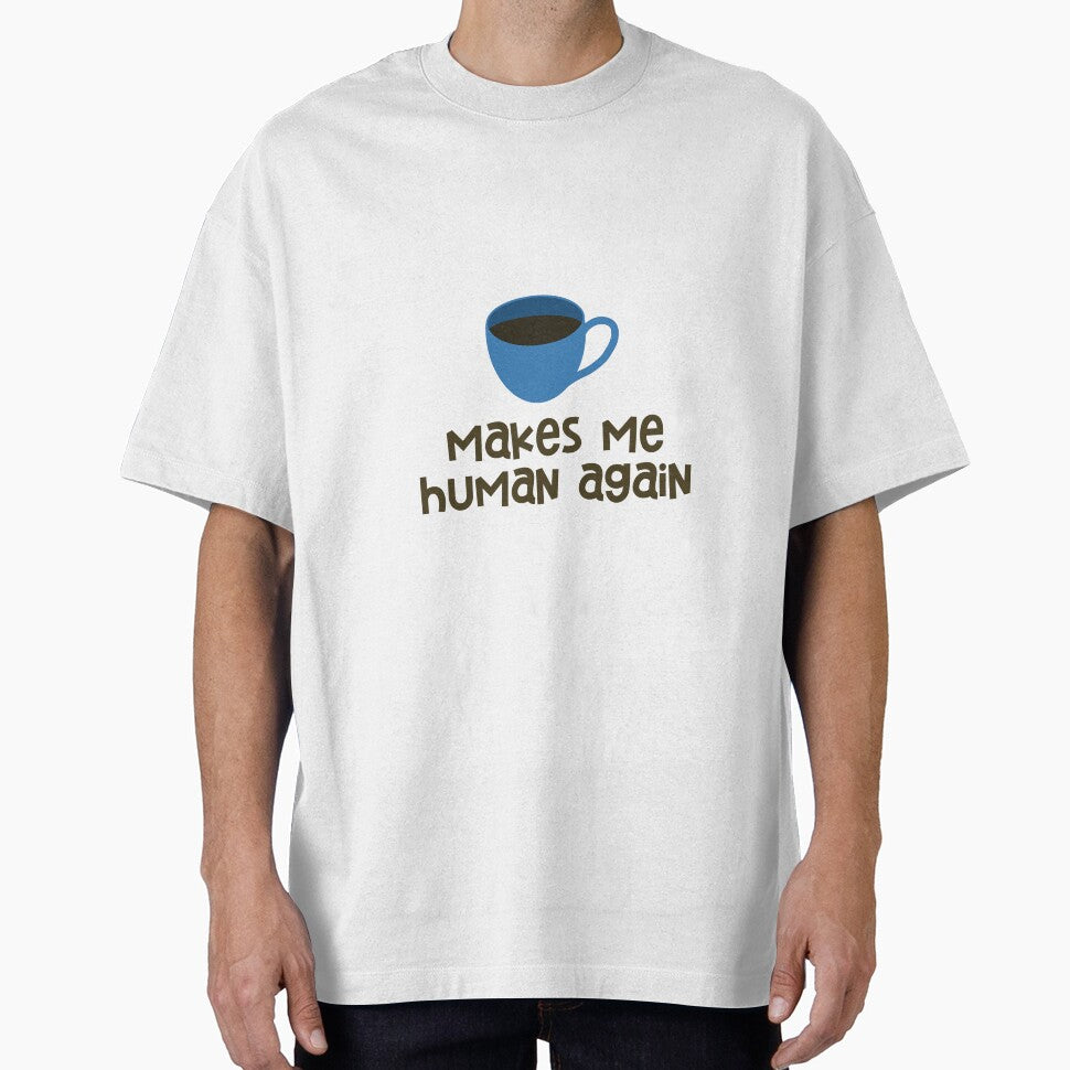 Coffee Makes Me Human Again Sticker Blue by Marianna's Meraki