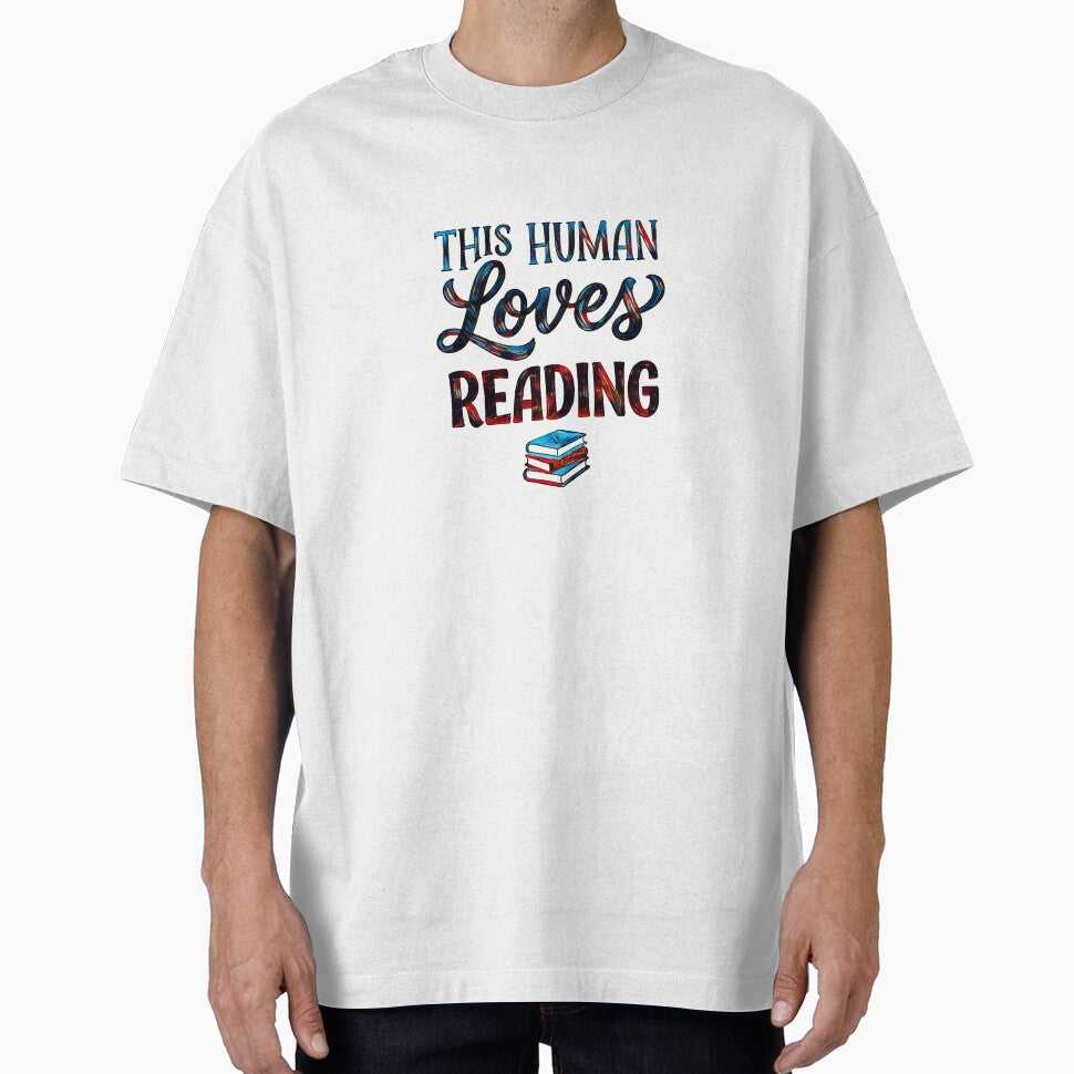 This Human Loves Reading Vintage Bookworm Typography Art by Dream Weave Studio