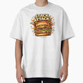 Stack Attack: Comic Book Burger Double Patty Bold Typography Art by irfanshikh