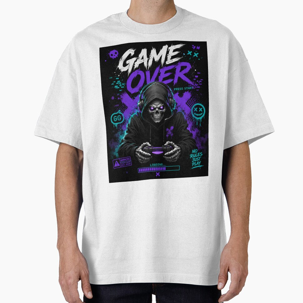 Game Over – Neon Skull Gamer | Cyber Gaming Streetwear by Tytofy