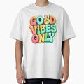 Good Vibes Only Anime Typography T-Shirt by afr-saad