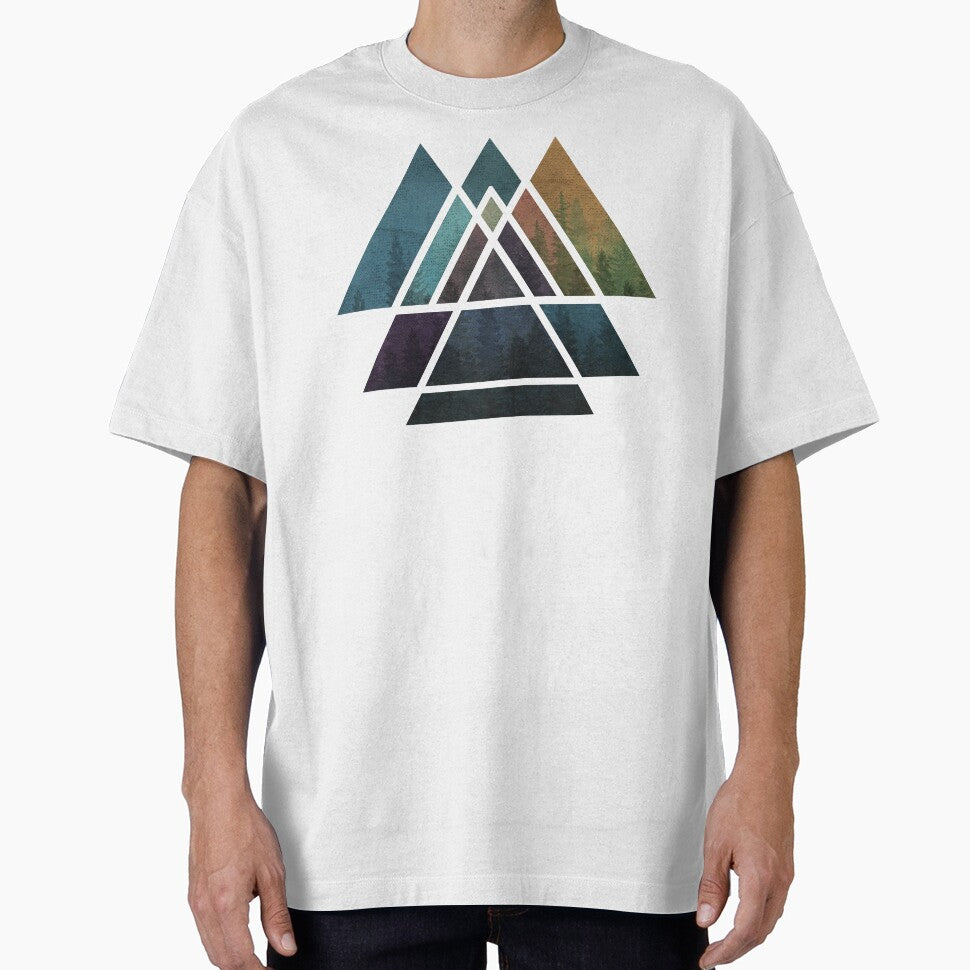 Sacred Geometric Triangles - Colorful Grunge Misty Forest by maryedenoa