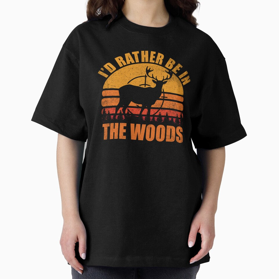 Funny Vintage Deer I'd Rather Be In The Woods Deer Hunting by taaddison50