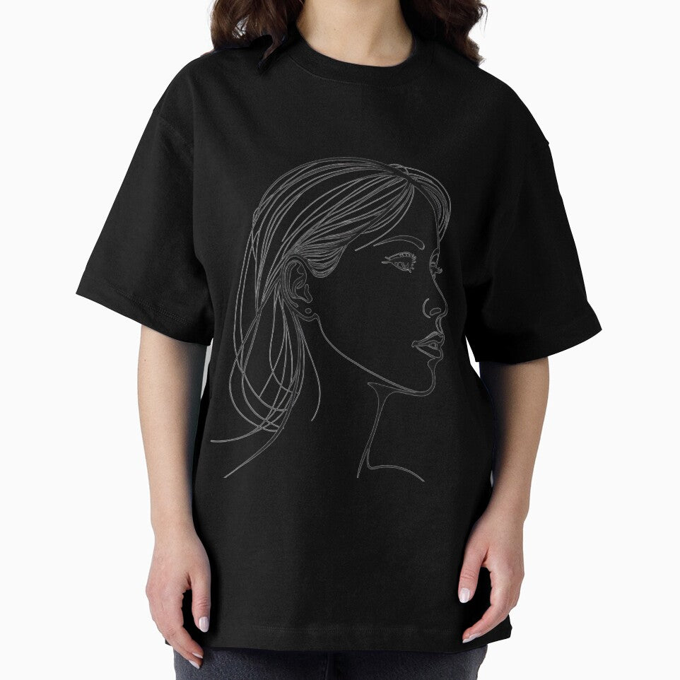 Minimal Female Portrait Line Art – Elegant Face Outline Drawing by Visualynx