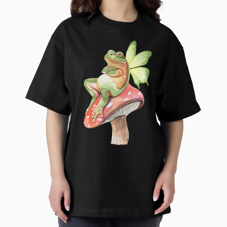 Cottagecore Frog Cute Fairy Frog On Mushroom by marybethmckim