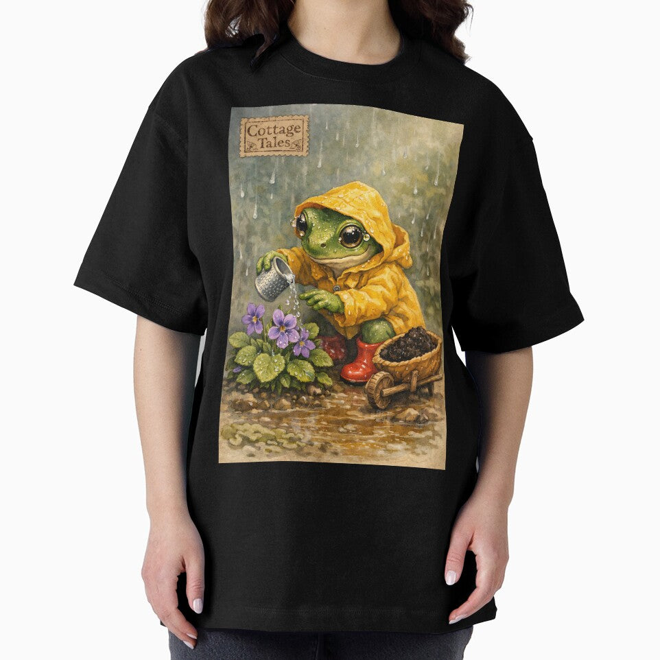 The Rain-Gaiter Gardener - Cottagecore Frog by bapupa
