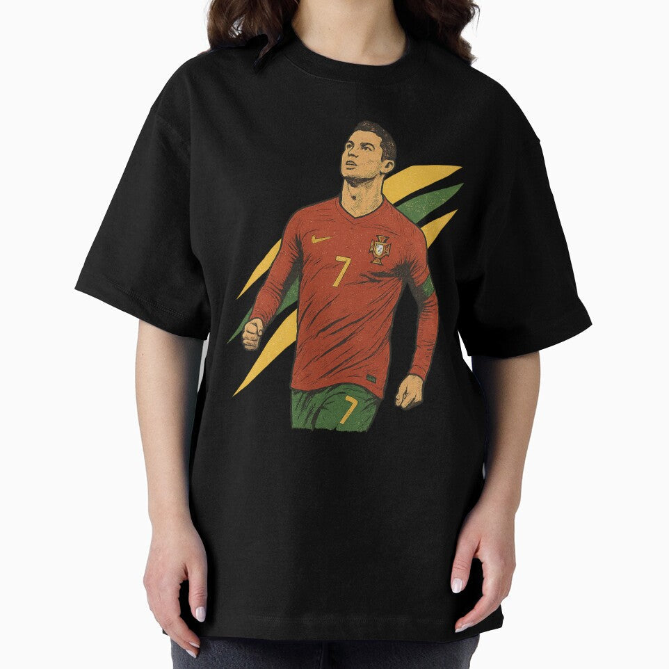 Cristiano Ronaldo Retro Portugal Football Art – Vintage Supporter Design by liondrifter Unisex , , , Long Sleeve Tee