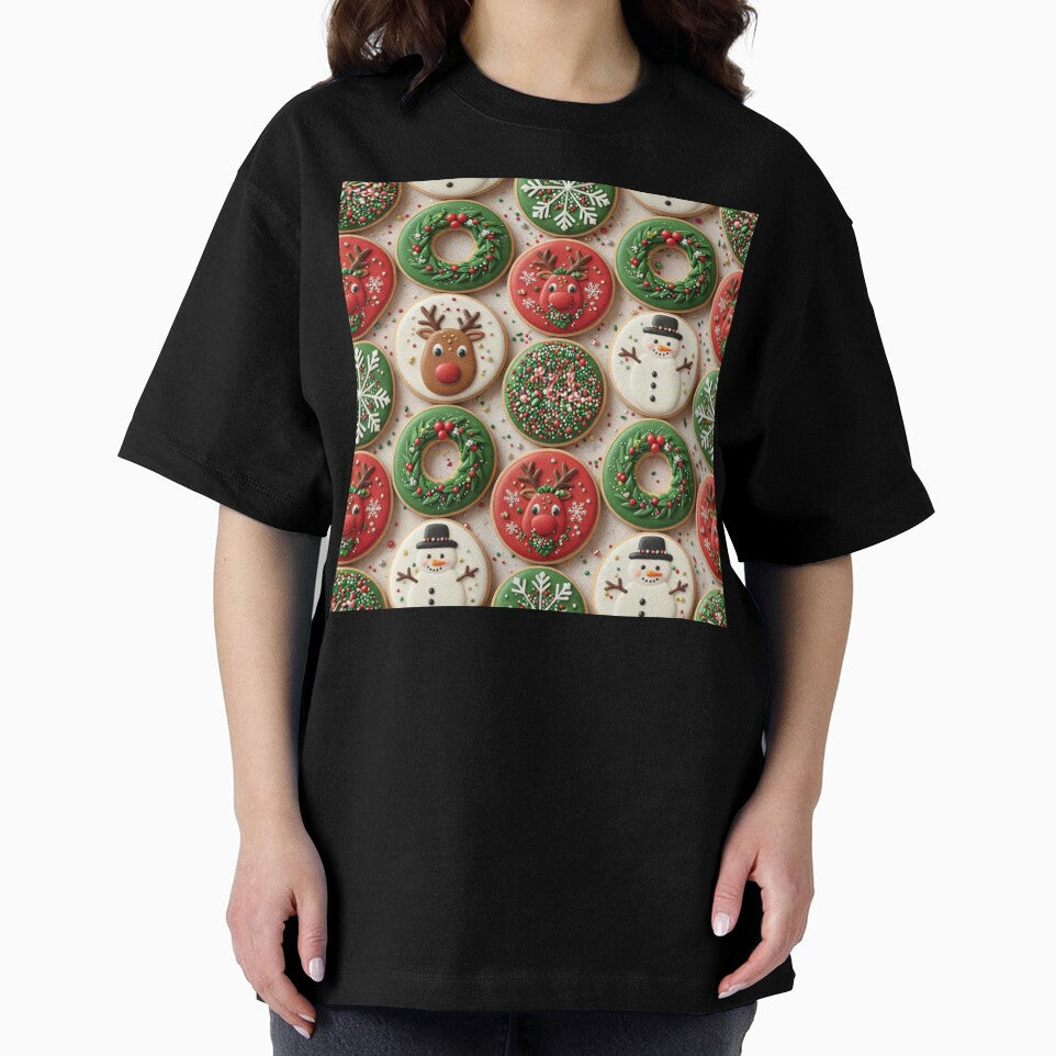 Decorated Christmas Cookie Pattern with Festive Icons by Fabricbella