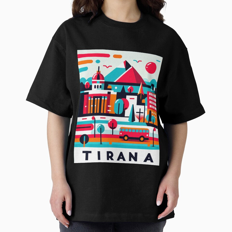 Tirana Modern Postcard by Printsincolor Unisex , , , Long Sleeve Tee