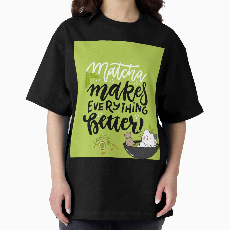 Matcha Magic: Cute Cat Tea Illustration by VibranPalette