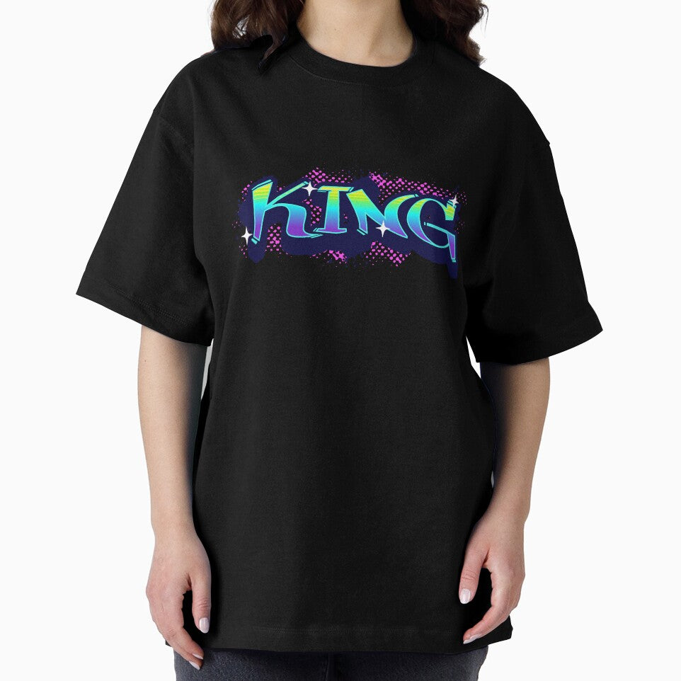 Neon-colored graffiti design with the word "King" in an urban street art style. by New Vision by ToMz