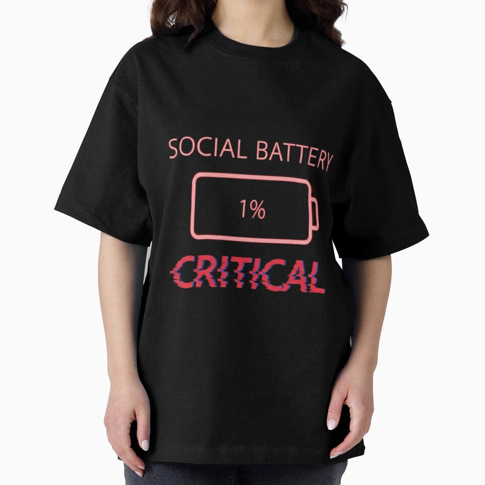 Social Battery 1 Percent Critical Low Battery Humor by Wit & Wear