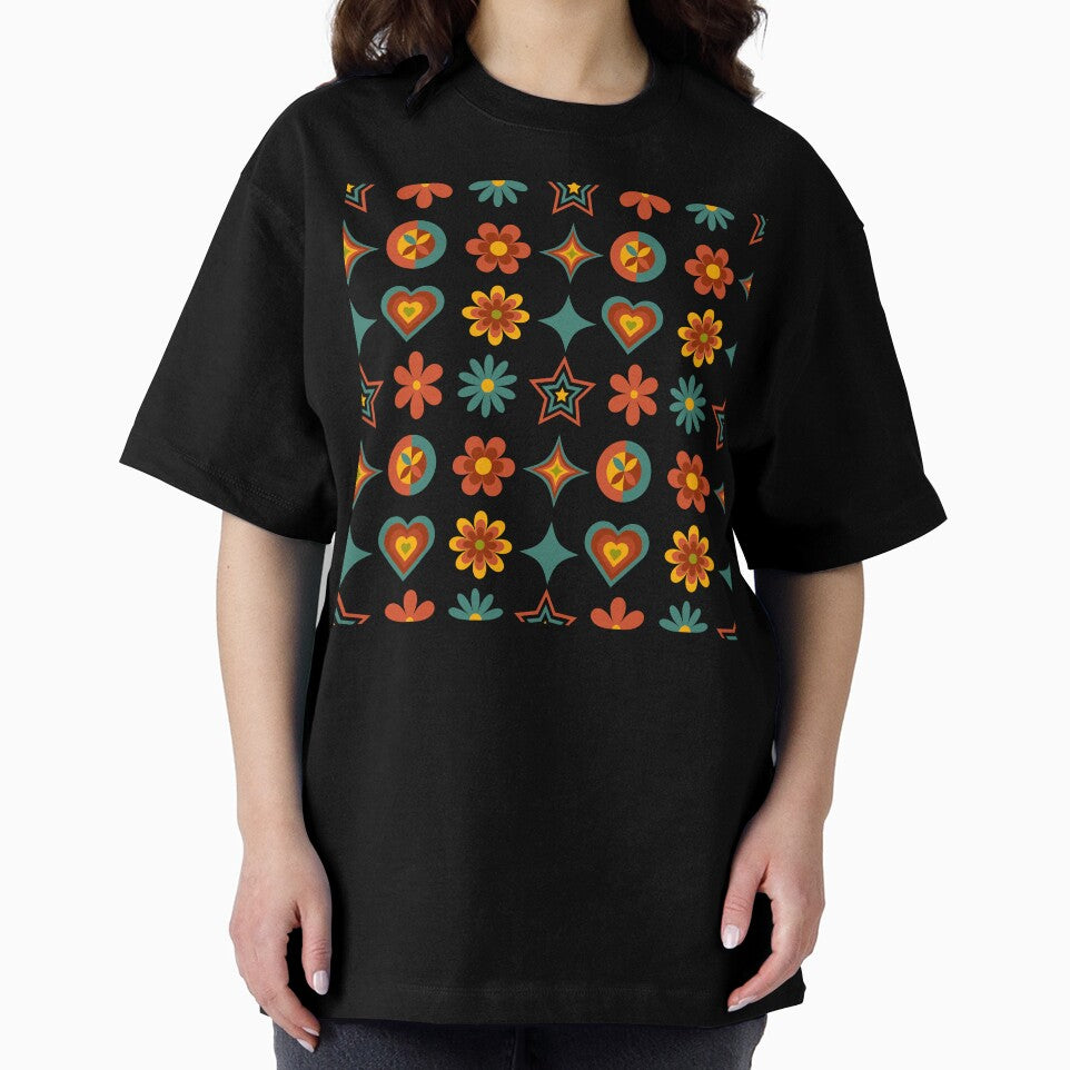 Retro Floral & Geometric Pattern - 70s Vibe Design by PrintandJoy